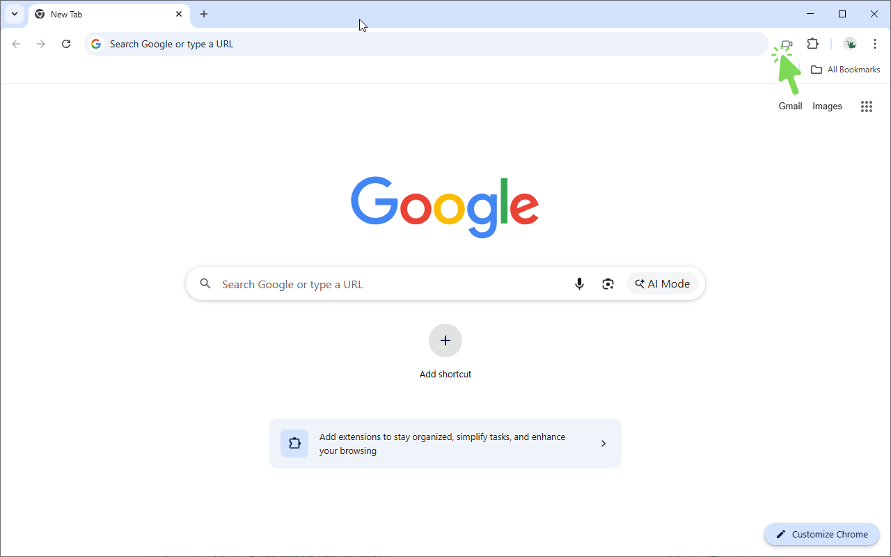 Clicking extension icon to create meeting